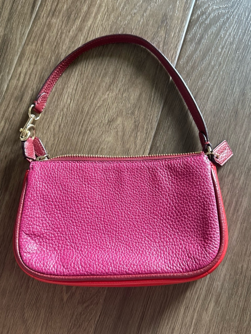 Coach Hot Pink Pebbled Leather Wristlet - Picture 4 of 8